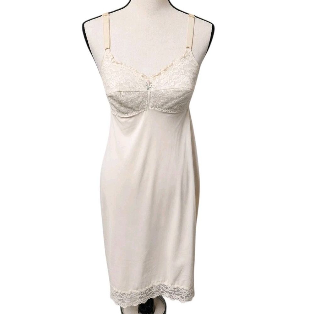 Vintage Shadowline Babydoll Slip Dress Size Small 4/6 Fairy Lace Thick Romantic